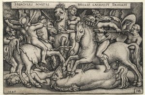 The Labours of Hercules: Hercules Conquering Troy, 1545. av Hans Sebald Beham