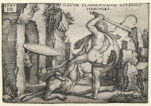 The Labors of Hercules: Hercules Killing the Giant Cacus av Hans Sebald Beham