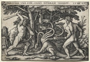 The Labors of Hercules: Hercules Killing the Lernean Hydra av Hans Sebald Beham