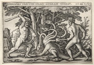 The Labors of Hercules: Hercules Killing the Lernean Hydra av Hans Sebald Beham