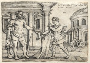 Herkules tar emot plagget som dränkts i Nessus blod av Hans Sebald Beham