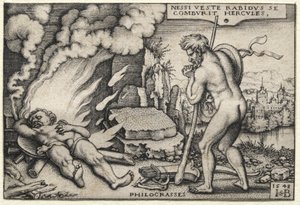 The Labours of Hercules: Hercules on his Pyre av Hans Sebald Beham
