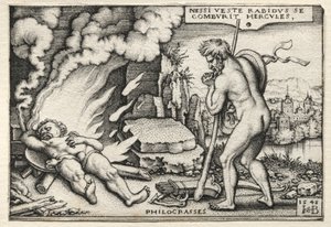 The Labours of Hercules: Hercules on his Pyre av Hans Sebald Beham