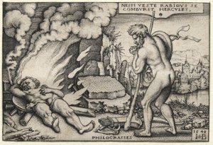 Herkules på sitt bål, 1548. av Hans Sebald Beham
