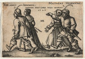Bondbröllopet eller de tolv månaderna: 1-Fabianus Jenner 2-Mathias Hornung av Hans Sebald Beham