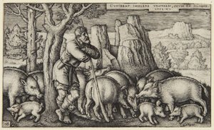 Den förlorade sonen III: sonen bland svinen av Hans Sebald Beham