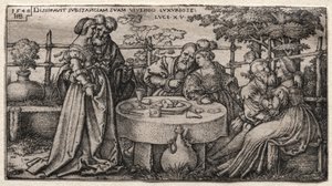 Den förlorade sonen: Slösa bort sin förmögenhet av Hans Sebald Beham