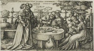 The Prodigal Son Wasting his Fortune, tallrik två från The History of the Prodigal Son av Hans Sebald Beham