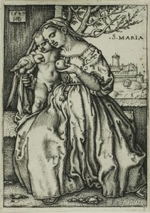 Jungfrun och barnet med papegojan av Hans Sebald Beham