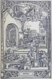 Planeten Merkurius och konstnärer, forskare och tekniker, c1535 (gravyr) av Hans Sebald Beham