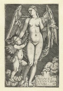 Venus och Amor Avdaces Venvs ipsa ivvat (titel på objekt) av Hans Sebald Beham