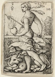Venus, plansch fem från De sju planeterna med zodiakerna av Hans Sebald Beham