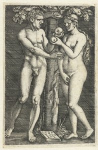 Adam och Evas frestelse i paradiset av Hans Sebald Beham