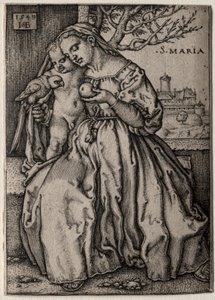 Jungfru med papegojan, 1549. av Hans Sebald Beham
