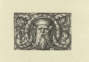 Ytdekoration. Mask med en krona av Hans Sebald Beham