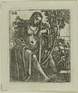 Kvinna med en harpa av Hans Sebald Beham