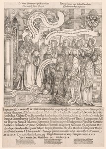 Maximilian presenterad av sina skyddshelgon till den Allsmäktige, 1519.