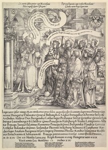 Maximilian presenterad av sina skyddshelgon till den Allsmäktige, 1519.