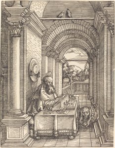 Saint Jerome skriver av Hans Springinklee