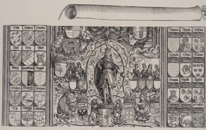 Den övre delen av Maximilians släktforskning, med den högra kanten av rullen för ..., 1515.