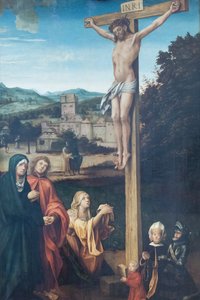Kristus korsfästes med Maria, Johannes, Maria Magdalena och beskyddare