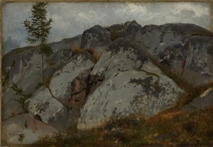Stenblock med små granar av Hans Thoma