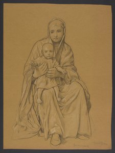 Maria med Jesus i knät av Hans Thoma
