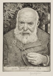 Självporträtt VI med blomma av Hans Thoma
