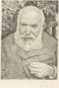 Självporträtt VI med blomma av Hans Thoma