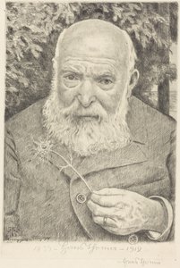Självporträtt VI med blomma av Hans Thoma