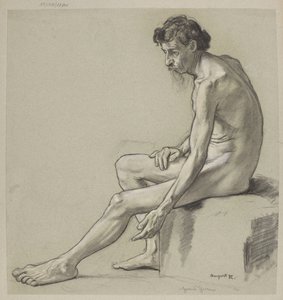 Studie av en manlig akt av Hans Thoma