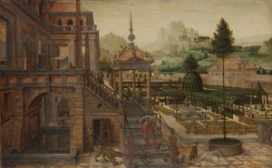 Palace Gardens med fattiga Lazarus i förgrunden av Hans Vredeman de Vries