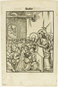 Kristus predikar, från Leben Jesu Christi, plansch 19 från Träsnitt ur böcker från 1500-talet