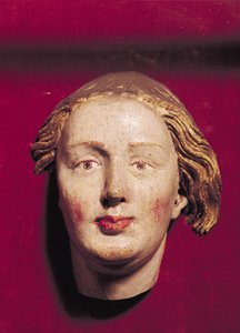 Helgonhuvud, ca 1520 (målat trä)