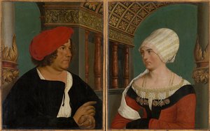 Dubbelporträtt av Basels borgmästare Jacob Meyer zum Hasen och hans hustru Dorothea Kannengiesser, 1516 (tempera på limewood)