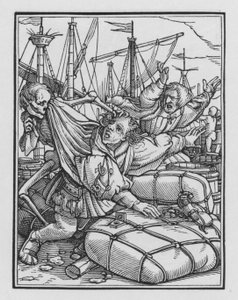 Holbeins Dödsdans: Köpmannen av Hans after Holbein the Younger