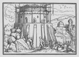 Babels torn, 1 Mosebok XI, 4 av Hans after Holbein the Younger