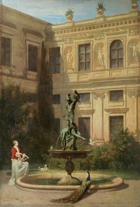 Tyska: Der Grottenhof in der Münchner Residenz Innergård med grottan i Münchens kungliga residens av Hans von Marées