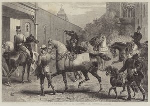 Ankomster till Horse Show i Agricultural Hall, Islington