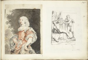 Porträtt av en kvinna och Venus, Amor och Mars av Harmen ter Borch (possibly)