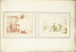 Herde med sin boskap och gatubild av Harmen ter Borch (signed by artist)