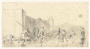 Skridskoåkare på Zijlpoort, Haarlem