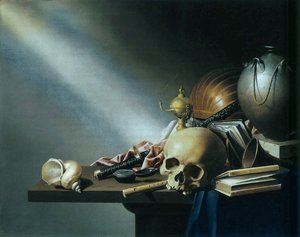 Stilleben: En allegoria över människolivets fåfänga, ca 1640 (olja på ekpanel)
