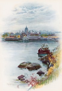 En vy av parlamentshuset, Victoria, British Columbia av Harold Copping