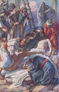 Vid korset, illustration från Harold Copping Pictures: The Crown Series, c.1920-talet av Harold Copping