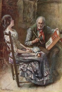 Bertha och hennes far (färg litho) av Harold Copping