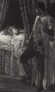Men när han såg henne sova, tänkte han att han inte skulle utgjuta hennes blod och inte heller få ärr på den vita huden? av Harold Copping