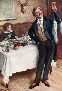 David och den vänliga servitören (litho i färg) av Harold Copping