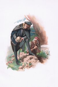 Hamlet och gravgrävaren, illustration från Hamlet av Harold Copping
