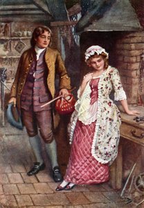Joe Willet och Dolly Varden (färg litho) av Harold Copping
